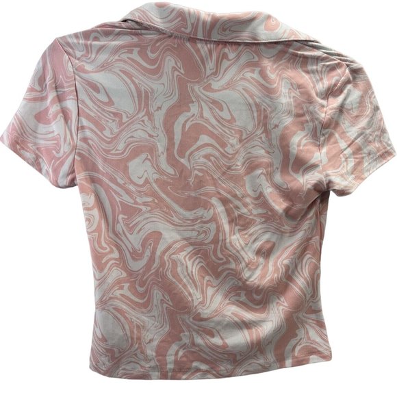 No Boundaries Junior/women’s Top Size S(3-5) color Pink short sleeve Button Up - Picture 2 of 11